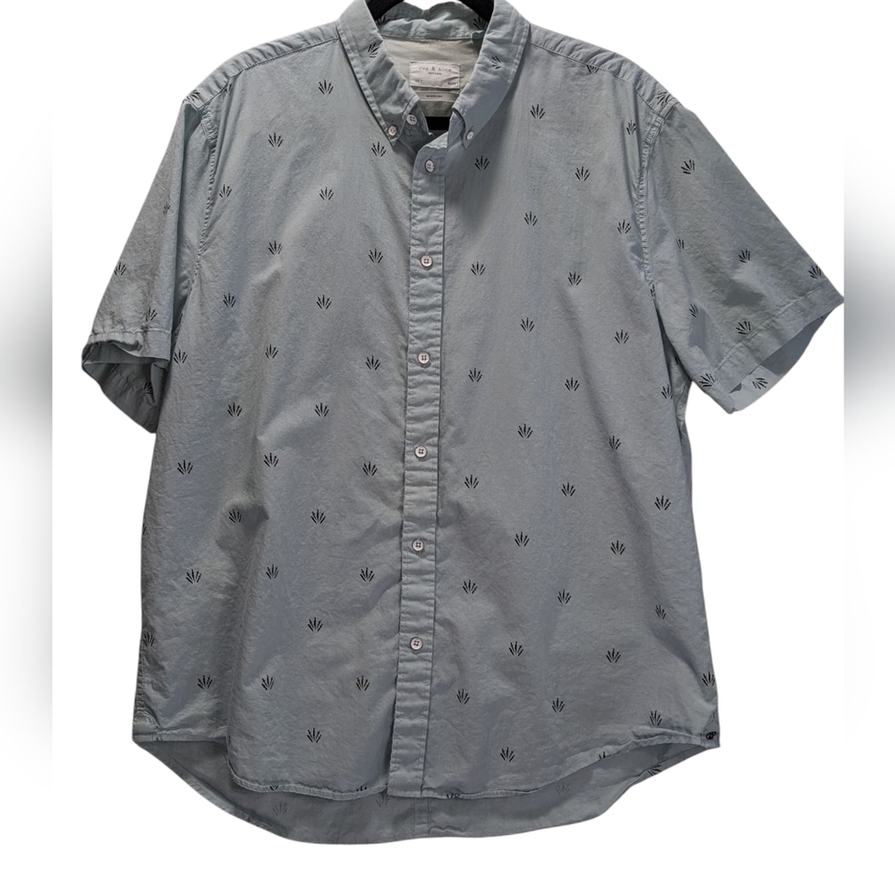 Rag & Bone Men's Short Sleeve Button Down Shirt With Pattern Size XL